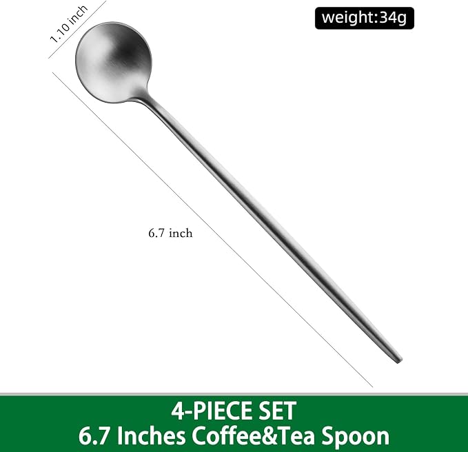 DEHOV 6.7 Inches Coffee Spoons Set,4 Pieces Stainless Steel 18/10 Iced Tea Spoon,Long Handle Coffee Stirring Spoons,Durable Teaspoons,Dishwasher Safe Tea Spoon For Dessert