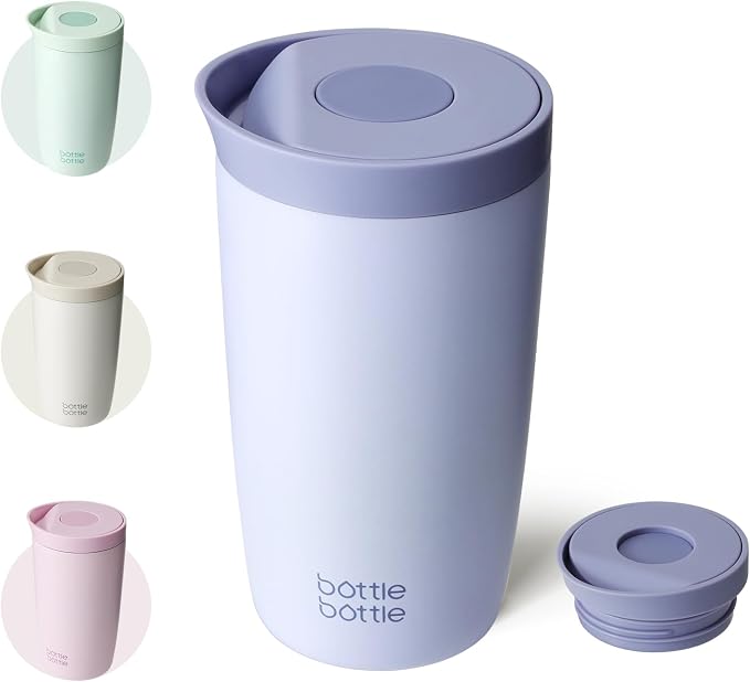 BOTTLE BOTTLE Insulated Coffee Tumbler with Push Button Lid 12oz(Blue) | Leakproof,Stainless Steel Travel Mug,Keeps Drinks Hot & Cold for 6 Hours,for Office & On the Go