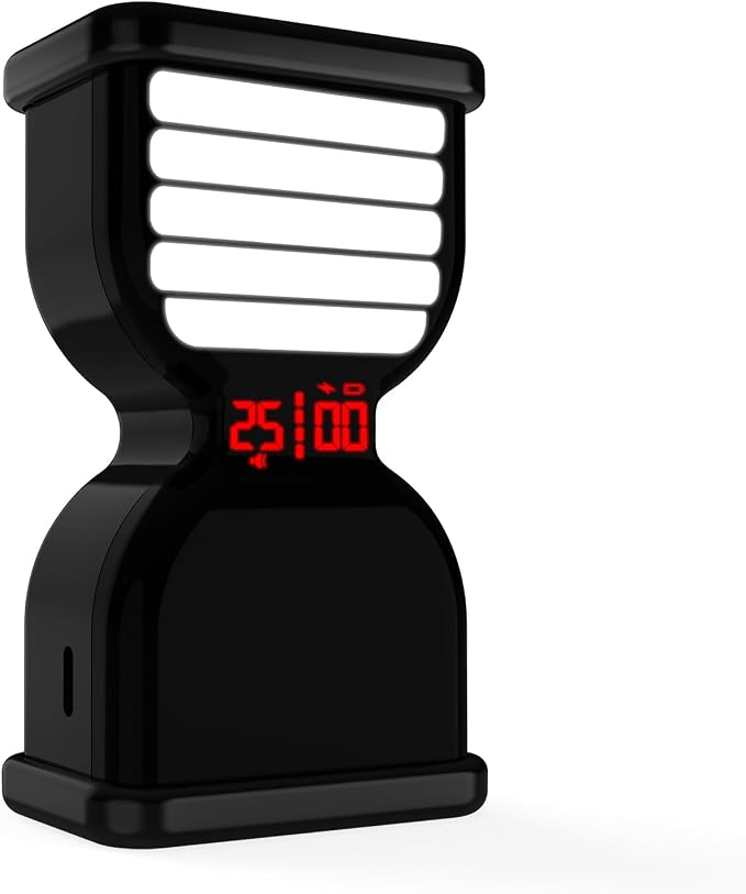 Pomodoro Timer for Productivity, Visual Countdown with Flight Flow | 5/25Min Preset, Custom Countdown, On/Off, Rechargeable, Silent, Desk Flip Hourglass Timer for ADHD Gift Study, Work, Kitchen