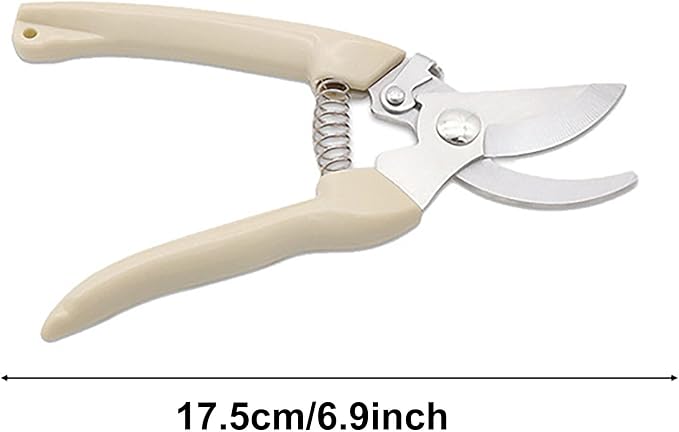 2PCS Garden Flower Shears Pruning Shears 6.9 inches Scissors Heavy Duty Plant Scissors for Cutting Flowers, Trimming Plants, Bonsai, Fruits Picking (White Handle 2pcs)