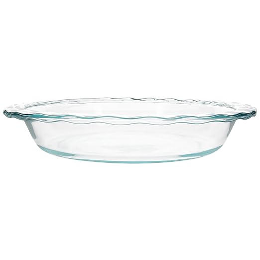 Pyrex C-209 9.5in Fluted Rim Glass Pie Plate - Made in USA | Clear Glass Bakeware | Fluted Rim Design | Even Heat Distribution | Oven Safe | Dishwasher Safe