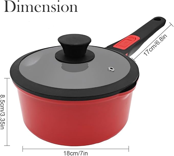 2 Qt Saucepan with Lid, Non Stick Sauce Pan with Lid, Milk Pot & Sauce Pot & Small Saucepan with Pour Spout, Detachable Handle Milk Pan, Mini Cooking Pot Induction Compatible, Oven Safe | Milk pan with removable handle. Suitable for all types of cooker...