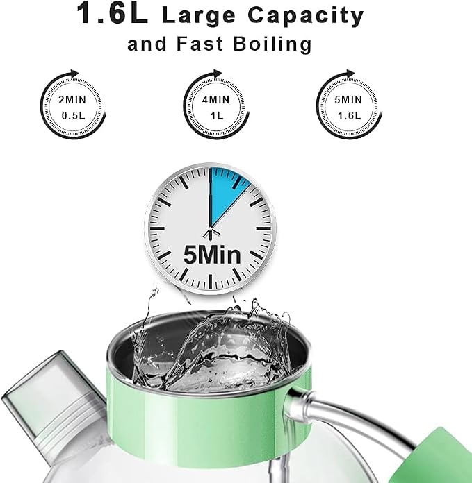 ASCOT Electric Kettle, Glass Electric Tea Kettle Gifts for Men/Women/Family 1.5L 1500W Borosilicate Glass Tea Heater, with Auto Shut-Off and Boil-Dry Protection (Green)