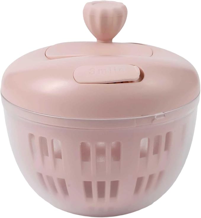 Salad Spinner with Crank Handle and Lock, Large Capacity Vegetable Dehydrator and Spin Dryer Bowl Washing and Drying Lettuce, Greens, Fruits and Vegetables,(Light red)