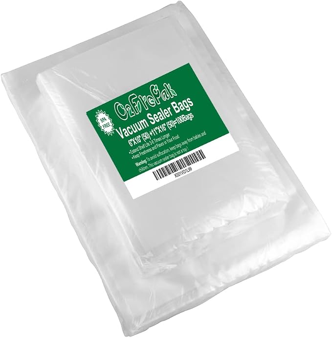 O2frepak 100ct Vacuum Sealer Bags Pint Gallon for Food Storage | 11"x16"(Gallon 50)+6"x10"(Pint 50) BPA Free PreCut Food Grade,Great for Sous Vide Vacuum Sealer