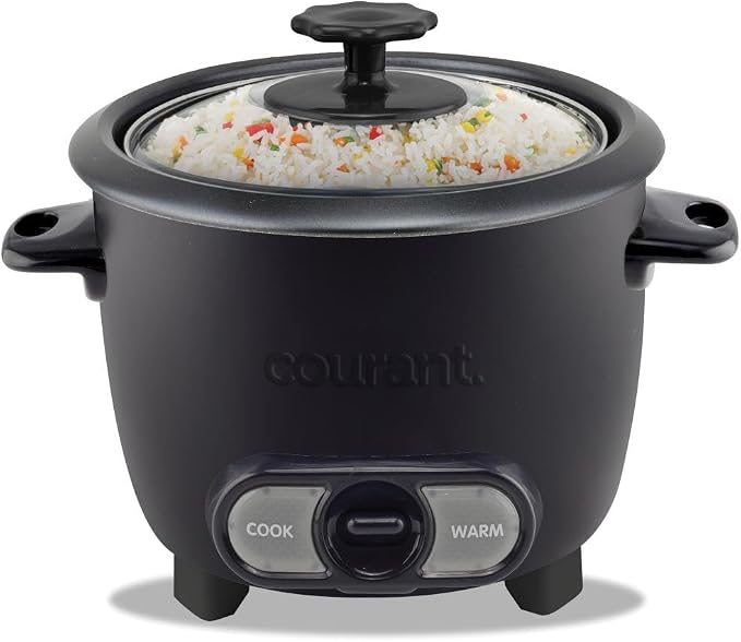 Courant Rice Cooker 6-Cup (Cooked), Removable Non-Stick Bowl, One Touch Rice Cooker,Black