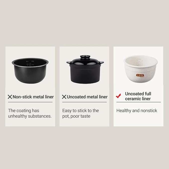 Joydeem Ceramic Rice Cooker FD20S-W, 4 Cups Uncooked Rice Cookers with Pure Ceramic Inner Pot, 24h Dealy Start, 2L, White