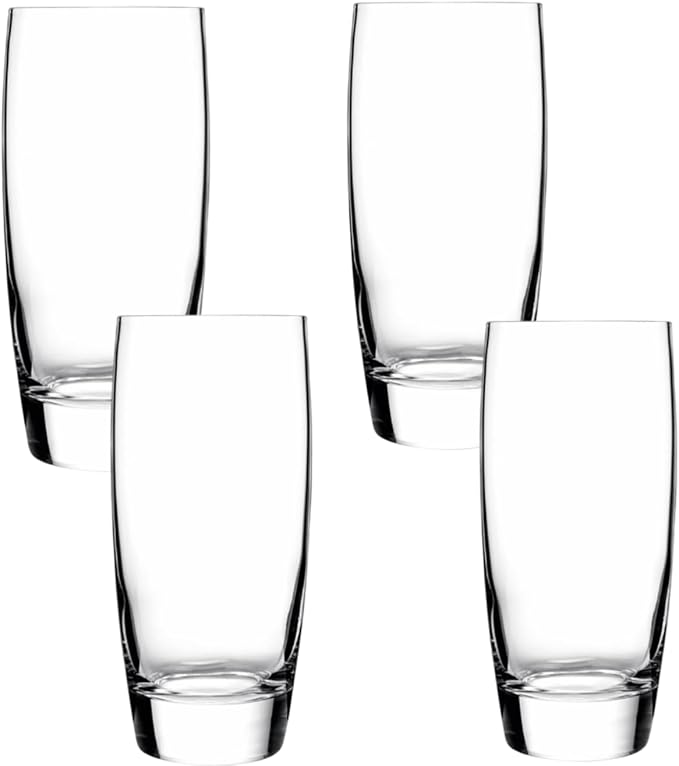 Luigi Bormioli Michelangelo Cooler Glasses, 20 Oz - Clear, Set of 4 | Large Lead-Free Crystal Glass for Water, Iced Tea & Other Beverages, Elegant Drinkware for Everyday Dining, Dishwasher Safe