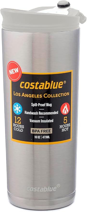 Travel Coffee Mug - 16 Oz. Stainless Steel Insulated Coffee Mug, Leak Proof Tumbler w/Dishwasher Safe Lid, Double Wall Travel Coffee Cup, Reusable Insulated Tumbler for Hot & Cold Beverages…