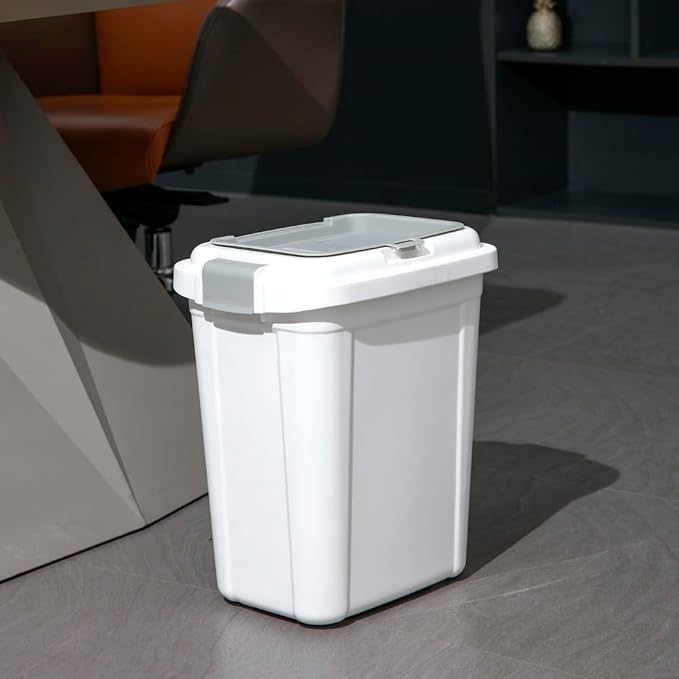 Ashfield & Harkness Airtight Pet Food Storage Container, 23 Qt / 20 Lbs | BPA-free HDPE, slim white/grey design, scoop included, 14.5"x10.5"x17", keeps dry dog & cat food fresh