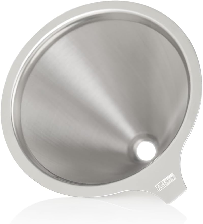 AdHoc Pour Over Coffee Maker - Manual Brewer for Ground Coffee - Reusable Stainless Steel Filter - Heat-Resistant Glass Coffee Dripper - Dishwasher Safe