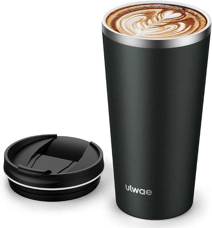 Insulated Coffee Mug with Ceramic Coating, 18oz Travel Mug with Leak-proof Lid, Vacuum Double-wall Tumbler, Stainless Steel Thermal Cup for Tea, Hot Cocoa, Cold Beverage, Ice Drinks