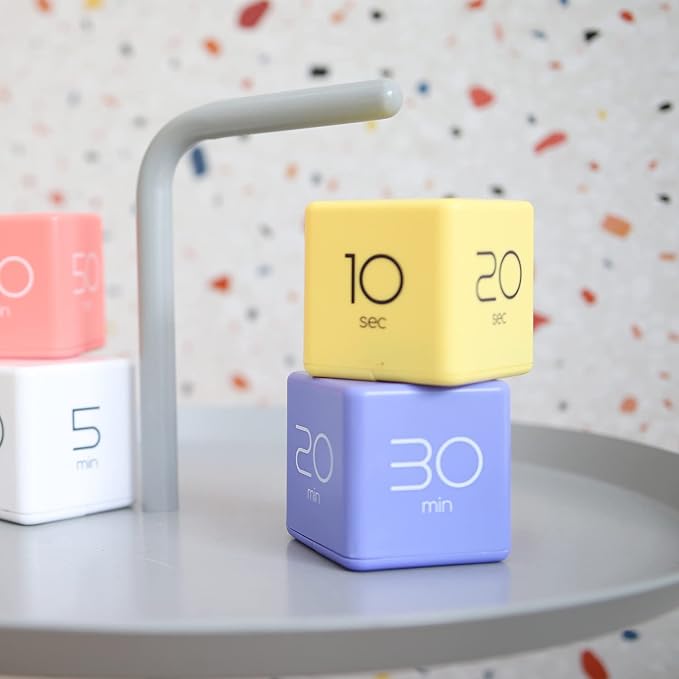 mooas Cube Timer, Flip, Block, Productivity, Time Management (Violet) | 5/10/20/30 Min Countdown Timer, Battery Operated, 2-Level Alarm Vol, Easy to Use, ADHD, Exercise, Study, Cooking
