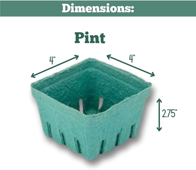 Kitchens Green Molded Pulp Fiber Berry/Produce Vented 1 Pint Basket 40 Pieces