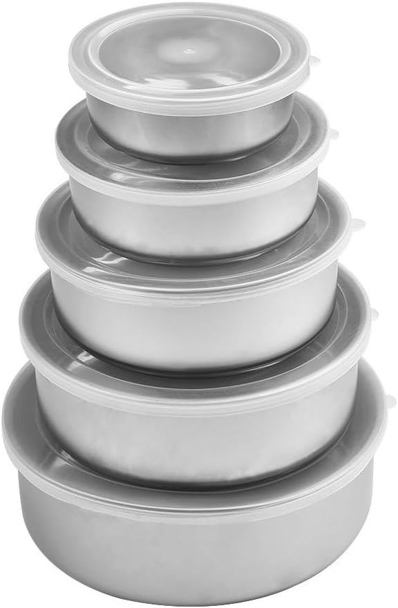 Stainless Steel Mixing Bowls Set with Airtight Lids 5 Piece Nesting Storage Containers for Kitchen Food Prep Serving