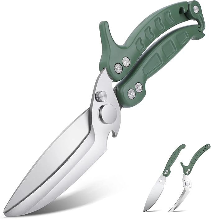 DRAGON RIOT Heavy Duty Poultry Shears - A Must Have Kitchen Shears for Chicken and Meat Cutting - Dishwasher Safe and Stainless Food Kitchen Scissors for Thanksgiving(Green)