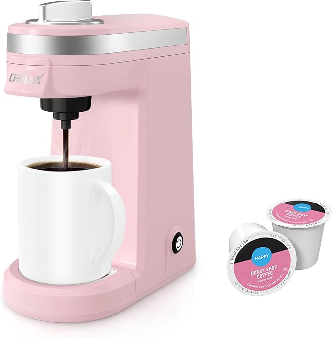 CHULUX Mini Single Serve Coffee Maker for K Cup, Fast Heating, Dusty Rose | Fast-Heating Boiler System, Single Cup Brewing, Portable Compact Design, Four-Hole Multi-Stream Needle, Adjustable Drip Tray