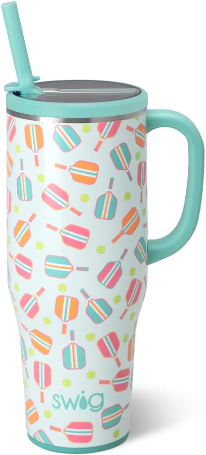 Swig Life 40oz Leakproof Mega Mug with Handle & Straw, Rally Ready | Leakproof Lid - Triple Insulated Stainless Steel - Handle & Straw Included - Cup Holder Friendly - Dishwasher Safe