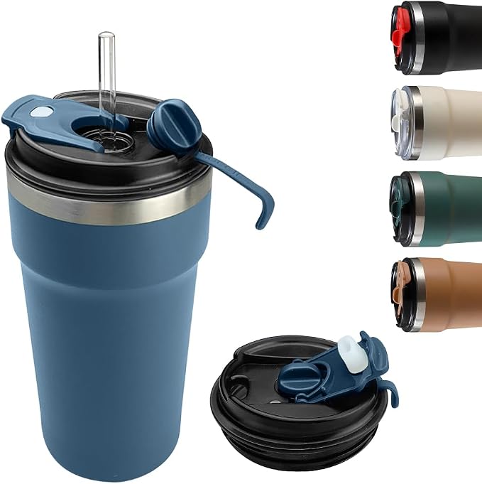 SPLMIFA Travel Coffee Mugs Leak-Proof, Reusable Coffee Cups with Lids, Stainless Steel Vacuum Insulated Coffee Tumblers, Thermal Insulation Cups for Men and Women Hot & Cold Drinks(4th-Blue, 16OZ)