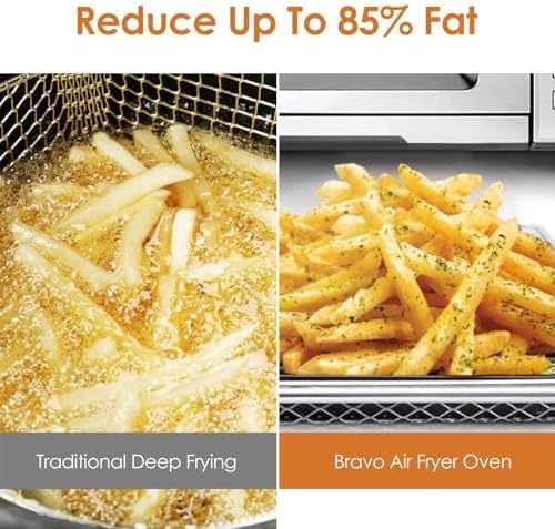 Nuwave Bravo Air Fryer Toaster Smart Oven, 12-in-1 Countertop Convection | 30-QT XL Capacity, 50°-500°F Temperature Controls, Top and Bottom Heater Adjustments 0%-100%, Brushed Stainless Steel Look