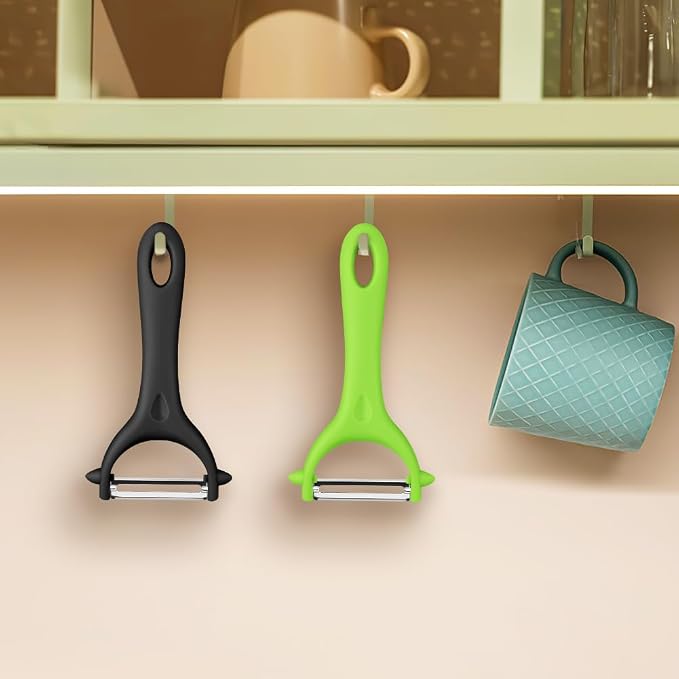 AUAUY 2Pcs Potato Peeler, Y-Shaped Swivel Vegetable Peeler, Black+Green | Fruit Peeler for Kitchen, Non-Slip Y Peeler, Ergonomic Handle Sharp Blade Stainless Steel Peeler, Veggie Peelers for Kitchen