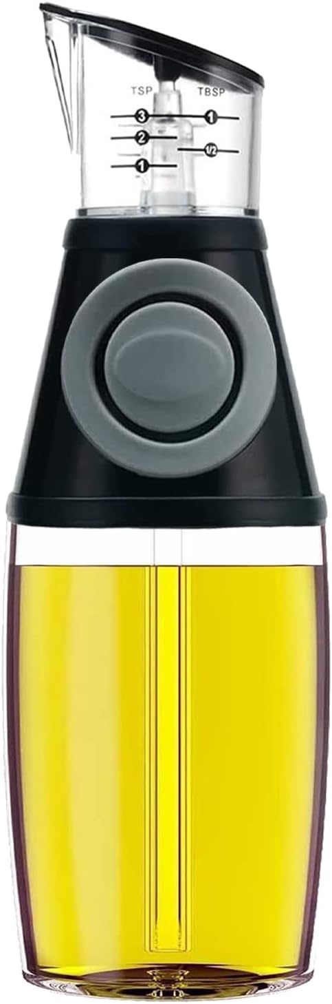 Oil Dispenser Bottle with Measuring Scale, 8.5oz | Measuring Scale Pump, Clear Glass, Olive Oil Dispenser Oil Sprayer, Refillable Oil and Vinegar Dispenser