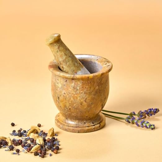 Stone Mortar and Pestle Set for Grinding Herbs and Spices, Small and Mini, Set of 2