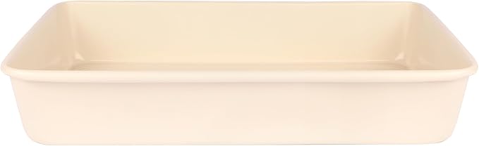 David Burke 13x9 Oblong Baking Pan – Carbon Steel, Non-Stick, PFTE & PFOA Free, Oven Safe with AirFlow Baking Technology – Cream