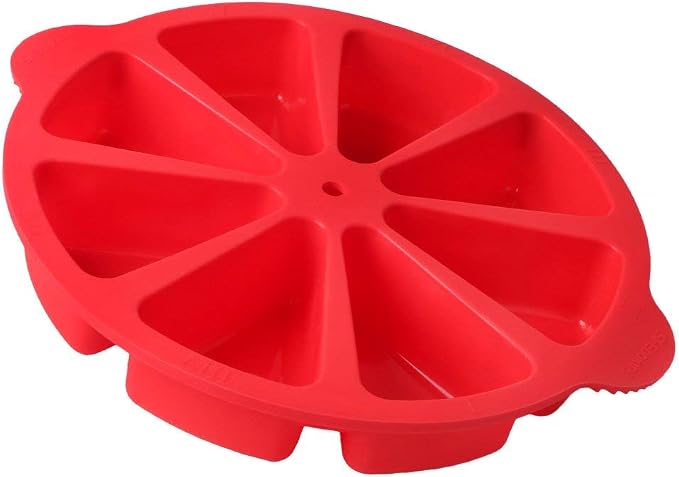 SHEbaking Scone Pan Silicone Triangle Cake Mold Scone Molds for Baking Nonstick Cornbread Pan 8 Cavity Pie for Pie,Pizza,Brownies (Red)