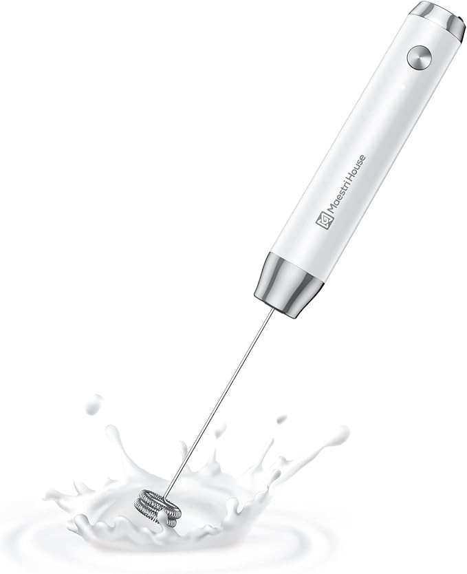 Maestri House LunaFro Lite Rechargeable Milk Frother,Detachable Whisk | 5500RPM&8000RPM 2 Speed Motor, 1200mAh lithium battery, frother Handheld for Lattes, Cappuccino & Powdered Drinks,No Stand