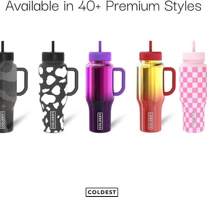 Coldest Tumbler with Handle and Straw - 100% Spill Proof Tumbler with Straw (3 Lids) - Stainless Steel Insulated Leakproof Tumblers for Women & Men - Cup Holder Friendly - 46 oz (Purple Nova)