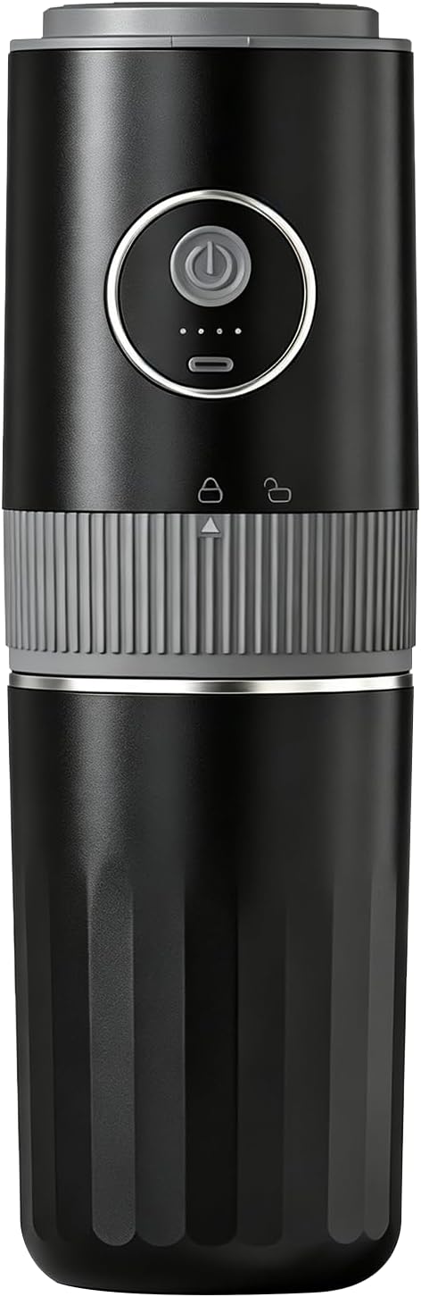 Portable Electric Coffee Grinder and Brewing Kit, Black | Rechargeable, Conical Burr Mini Grinder, 32g Capacity, Includes Filter & Coffee Cup
