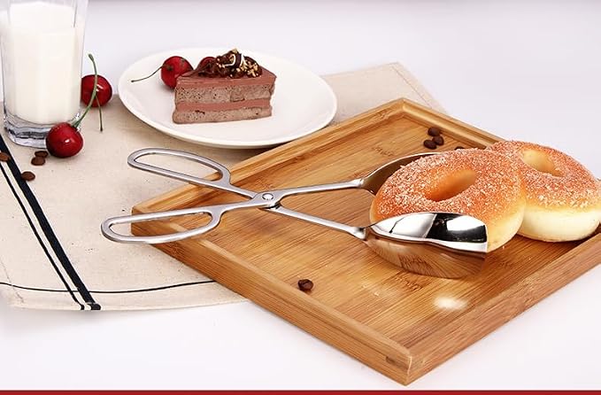 KEBE Serving Tongs for Cooking Buffet Party Catering, Thickening Food Serving Cake Bread Kitchen Salad Tongs, Stainless Steel