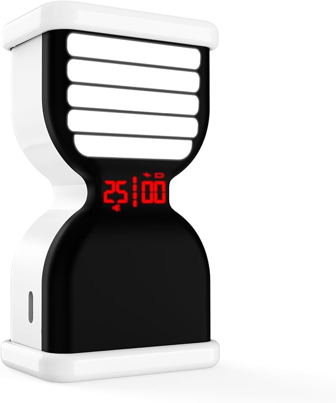 Pomodoro Timer for Productivity, Visual Countdown with Flight Flow | 5/25Min Preset, Custom Countdown, On/Off, Rechargeable, Silent, Desk Flip Hourglass Timer for ADHD Gift Study, Work, Kitchen