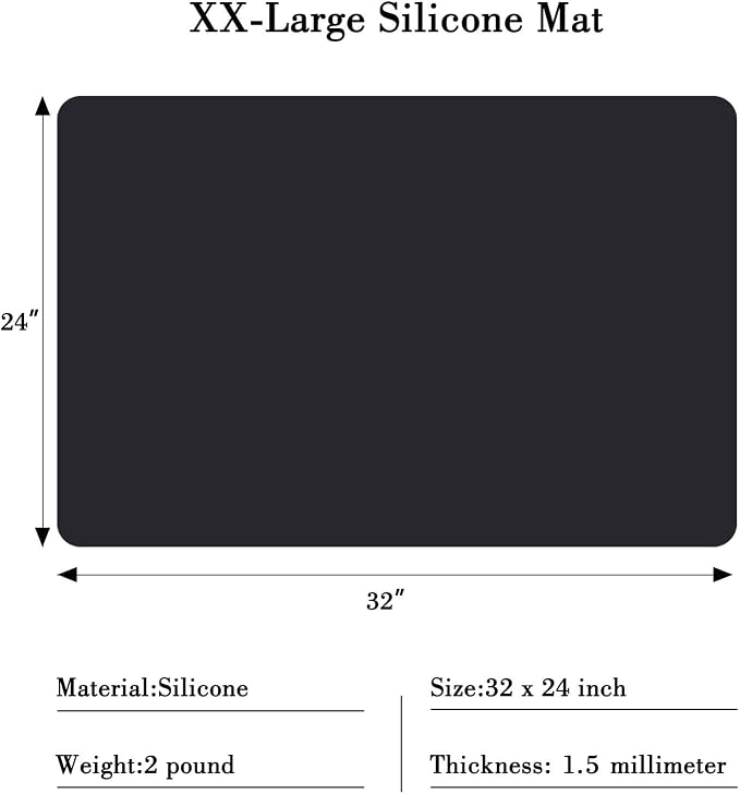 Silicone Mats for Countertop - 32"x 24"x0.06", Extra Large Multipurpose Mat, Counter Table Protector, Desk Saver Pad, Placemat Nonstick Nonskid Heat-Resistant Kitchen Pad, Black