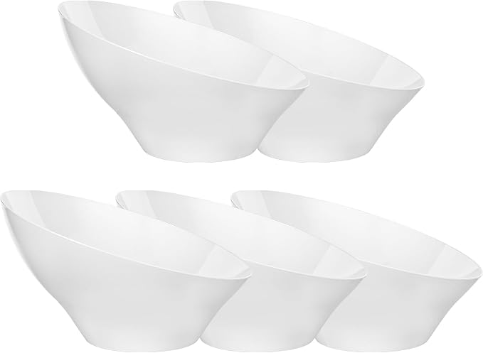 Bestluck 20 Oz White Plastic Party Bowls, 12 Pack | Disposable Snack Bowls for Chips, Candy, Salad, Snacks & Fruit, Perfect for Parties, Buffets & Everyday Use