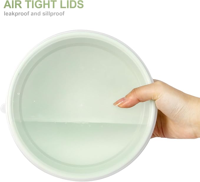 BoxedHome BPA Free Plastic Round Mixing Bowl with Lids, 12 Pack Nesting Bowls with Lids Set, Microwave and Dishwasher Safe Prep & Serving Bowls Great for Mixing, Baking, Serving (Green, 12pcs)