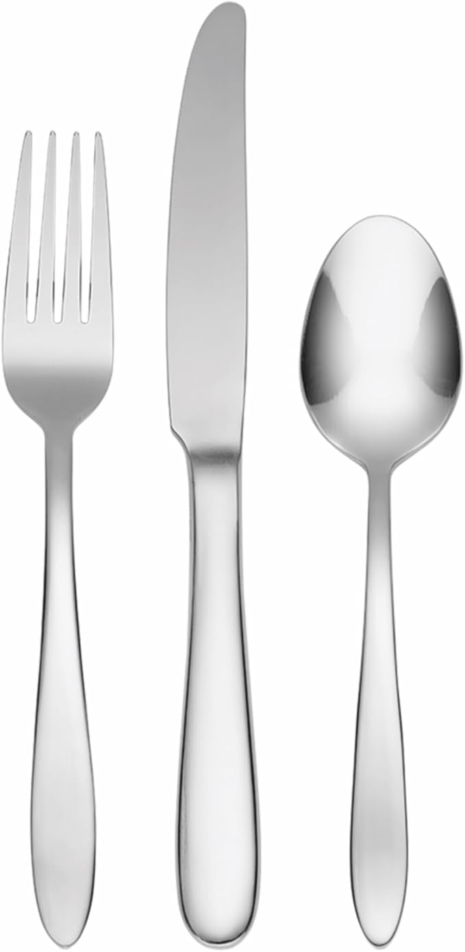 Oneida Mooncrest 12-Piece 18/0 Silverware Set for 2, Flatware | mirror finish, dishwasher safe | includes knives, forks, and spoons | cutlery set for kitchen and dining