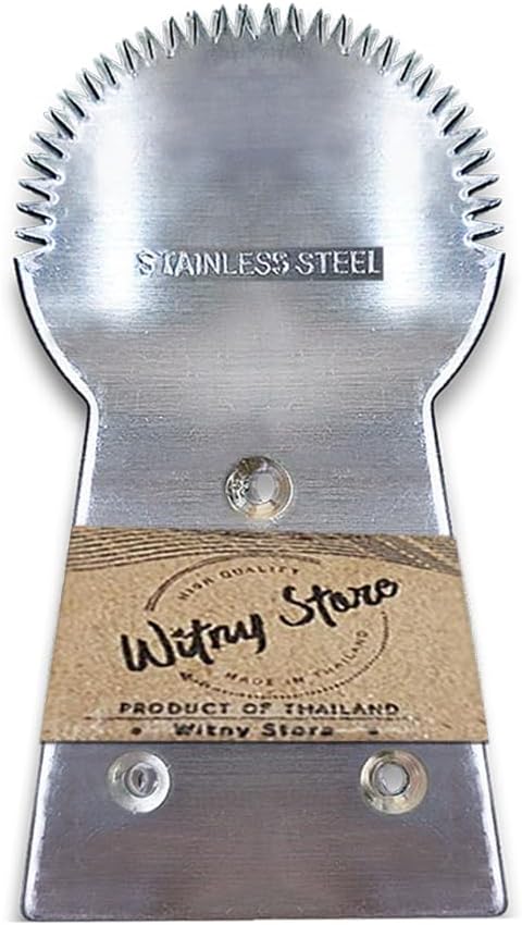 WitnyStore Kitchen Tool 3½" Long Stainless Steel Coconut Grater Shredder Scraper Blade Traditional Style - Thai Cooking Utensils Multipurpose Portable Hand-Held Cookery Equipments for Fruits Vegetable
