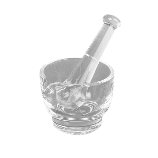 Apothecary Products Mortar and Pestle Bowl, Mixer and Grinder for Medicine, Glass (8 oz) | Crushing, Mixing & Grinding Pills, Tablets, Spices & Herbs, Manual Crusher with Fine Powder Control, Durable Clear Glass