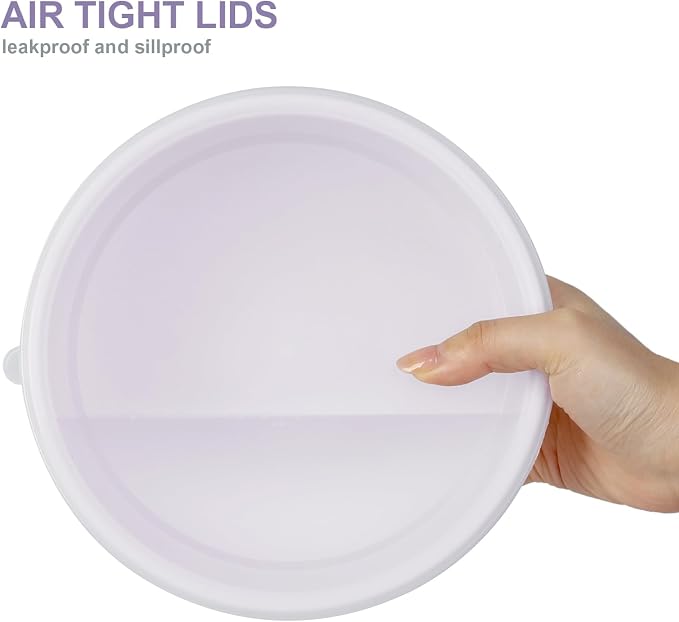BoxedHome BPA Free Plastic Round Mixing Bowl with Lids, 12 Pack Nesting Bowls with Lids Set, Microwave and Dishwasher Safe Prep & Serving Bowls Great for Mixing, Baking, Serving (pinkish green, 12pcs)