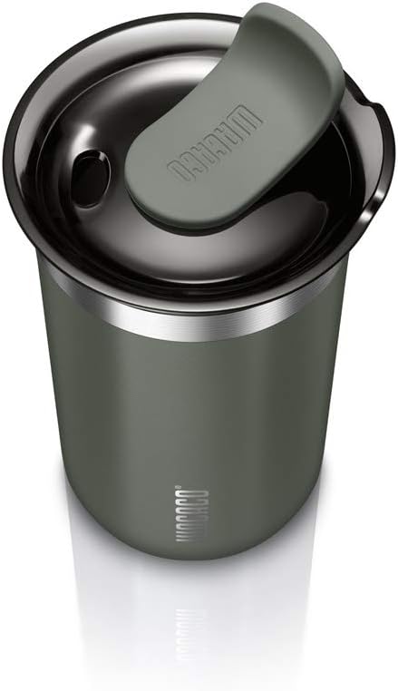 WACACO Octaroma Lungo Vacuum Insulated Coffee Mug, Double-wall Stainless Steel Travel Tumbler With Drinking Lid, 10 fl oz(300ml)， Dim Grey