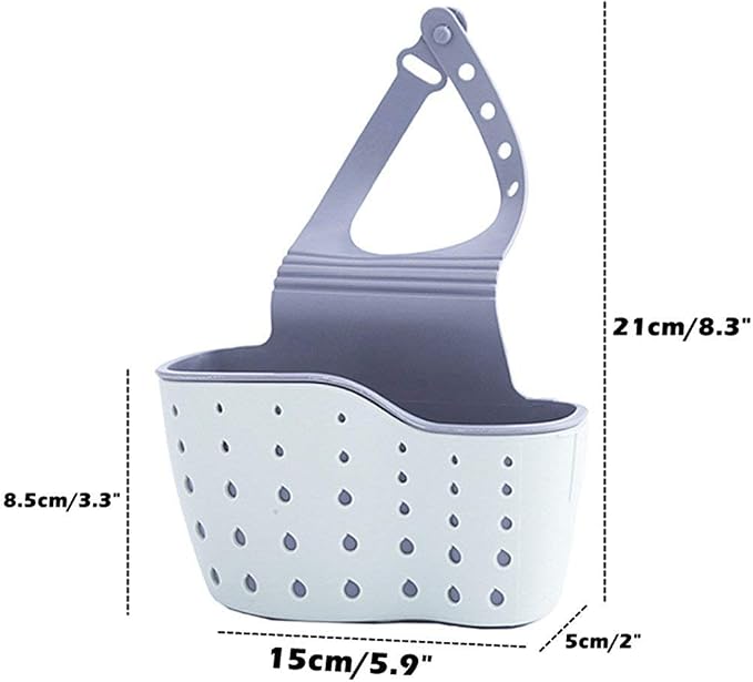 EC ELEGANTCHARM Kitchen Sink Caddy Sponge Holder Silicone Plastic Soap Holder Hanging Ajustable Strap Faucet Caddy with Drain Holes for Drying