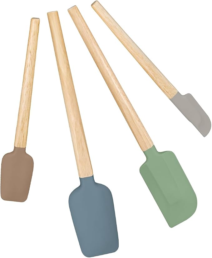 Silicone Spatula Set, Food Grade Rubber Spatula-4 Piece Nonstick Rubber Spatulas, Spoonula, Jar Scraper for Cooking, Baking, Mixing, Frosting - Heat Resistant Up to 600°F (4 Pcs Spatula Colorful)