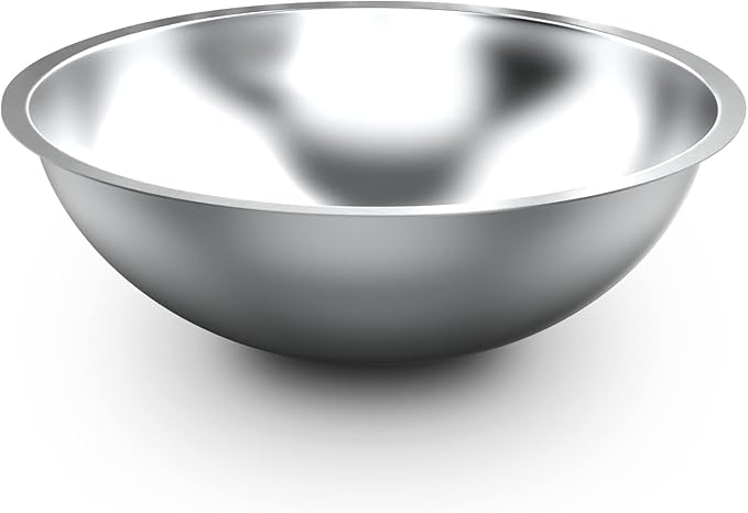 Alpine Cuisine 3-Quart Stainless Steel Kitchen Mixing Bowls, Salad Bowls Heavy Duty Deeper Edge, Dishwasher Safe Storage Bowls, Premium Polished Mirror Prep Bowls for Cooking & Serving