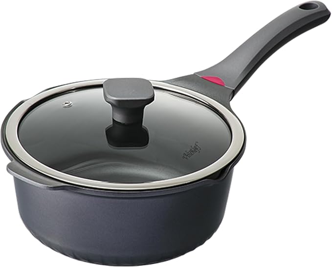 VINCHEF 4 Quart Nonstick Stockpot, Titanium Coated Saucepan with Lid, Scratch-Resistant Grey Pot, Stay Cool Handle, Induction Ready Deep Cooking Pot, PFAS & PFOA Free, Dishwasher Safe