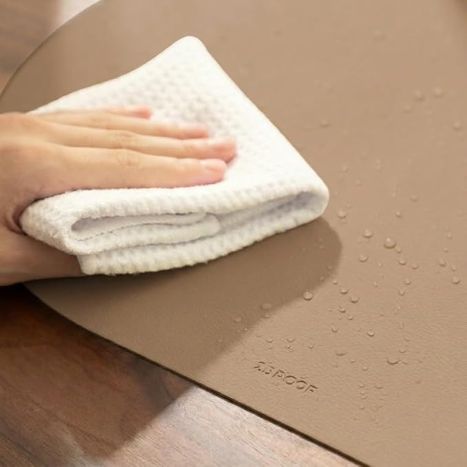 Clay Pink Oval Silicone Placemats Set of 6 – Heat Resistant, Waterproof, Easy to Clean Non-Slip Modern Dining Table Mats – Premium Leather Textured Japandi Kitchen Decor