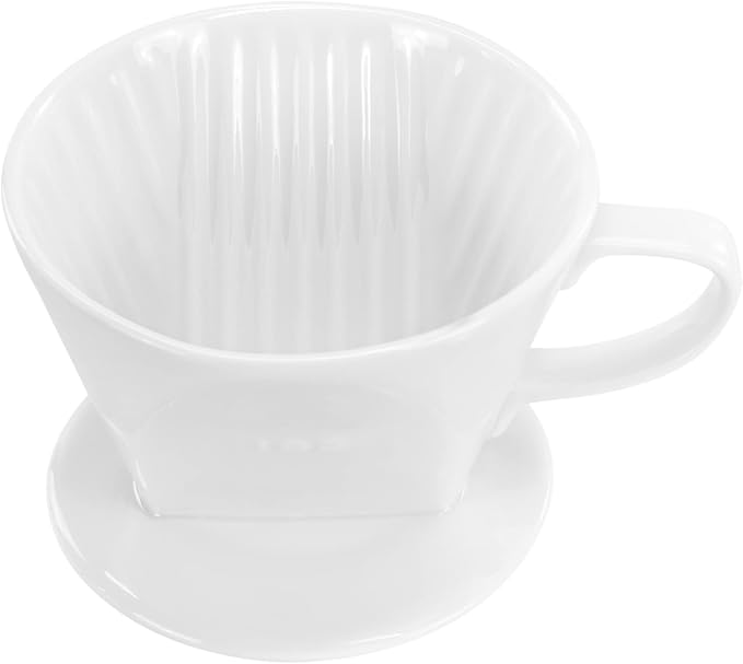 Pour Over Ceramic, Coffee Dripper Ceramic Coffee Maker,White | 3 Holes Flat Bottom, Porcelain Slow Filter Cone for Travel, Camping, Office, Home, Coffee Maker Brew