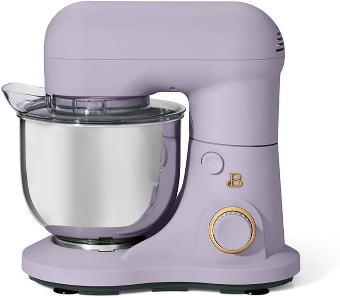 Beautiful 3.5Qt Stand Mixer by Gourmias, Tilt-Head Electric Mixer with 12 Speeds, Stainless Steel Bowl, Compact Kitchen Mixer for Baking, Dough, Whipping and Mixing (Lavender)