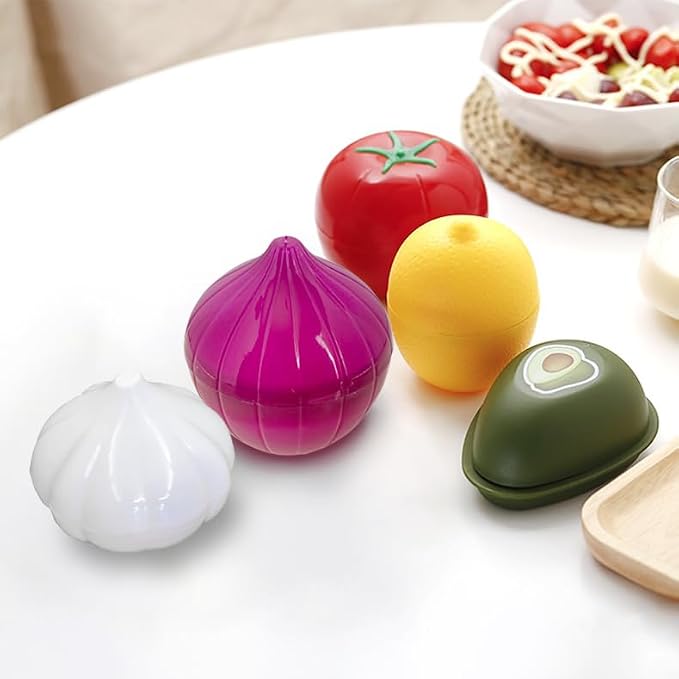 Vegetable and Fruit Storage Containers for Refrigerator, Avocado and Onion Storage, Food Storage Containers with Lids, Pack of 2
